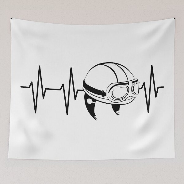 Item preview, vintage motorcycle helmet with pulse symbol - motorcycle helmet heartbeat designed and sold by AndreMi.