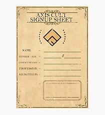 Axis Cult Signup Sheet Photographic Print