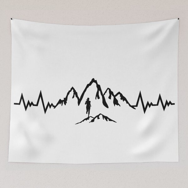 Item preview, Trail running, mountain running heartbeat, running EKG pulse - woman designed and sold by claudiasartwork.