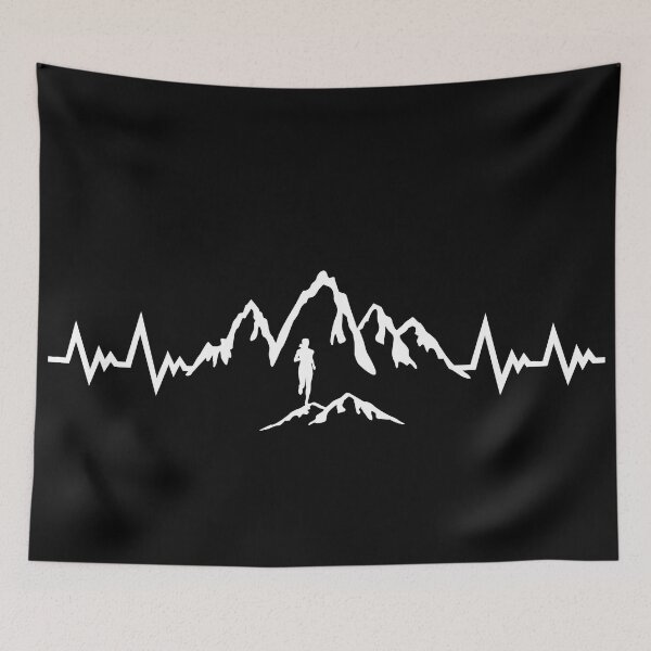 Item preview, Trail running, mountain running heartbeat, running EKG pulse - woman designed and sold by claudiasartwork.