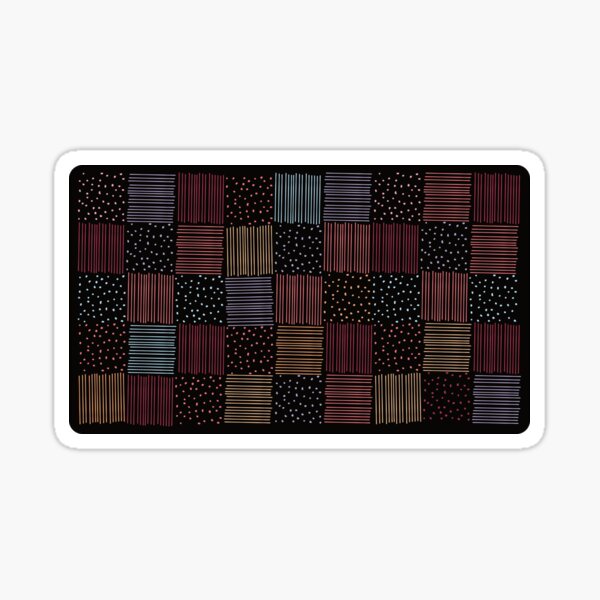 Spots and Stripes Patchwork Pattern (Black) Sticker