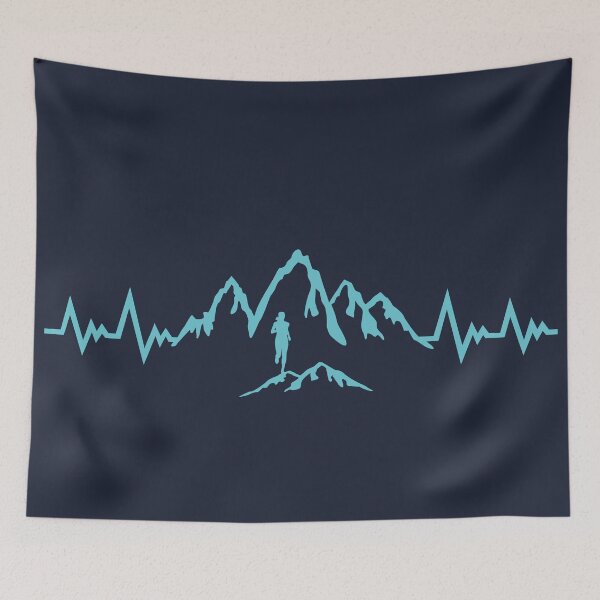 Item preview, Trail running, mountain running heartbeat, running EKG pulse - woman designed and sold by claudiasartwork.