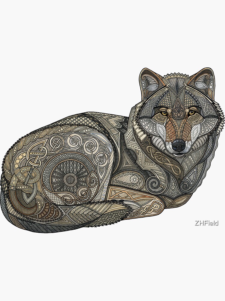 Thumbnail 3 of 3, Sticker, Norse Wolf designed and sold by ZHField.