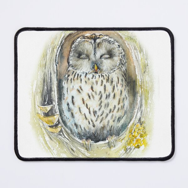 Item preview, Watercolor sleepy owl designed and sold by Katharine Andrew.