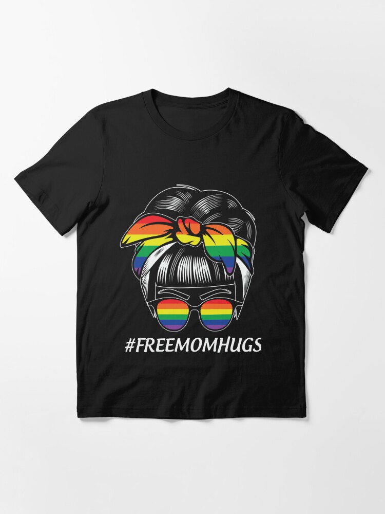 Disover Free Mom Hugs Messy Bun LGBTQ Pride Month T-Shirt