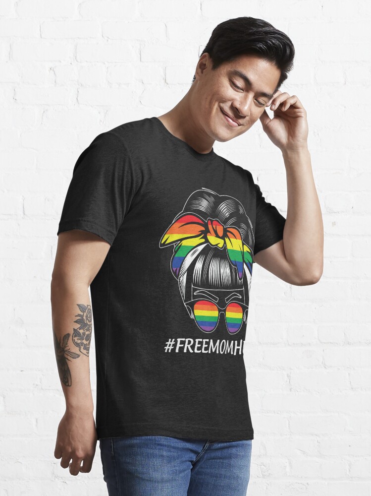Disover Free Mom Hugs Messy Bun LGBTQ Pride Month T-Shirt