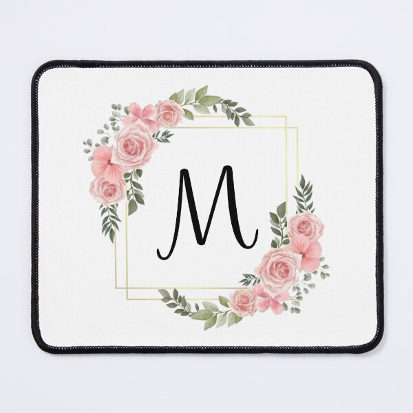 Item preview, Monogram Letter M | Pink Floral Design with Gold Edges designed and sold by JustSeasons.
