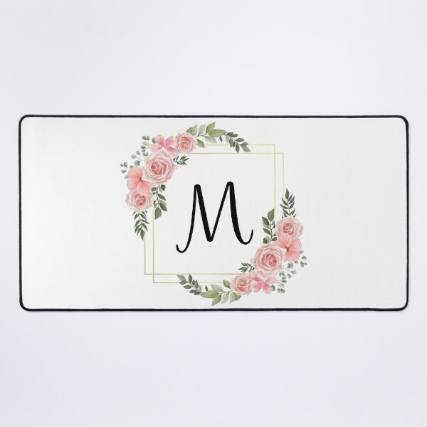 Feminine Faux Gold Foil Floral Letter M Monogram Square Sticker