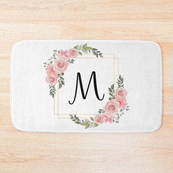 Item preview, Monogram Letter M | Pink Floral Design with Gold Edges designed and sold by JustSeasons.