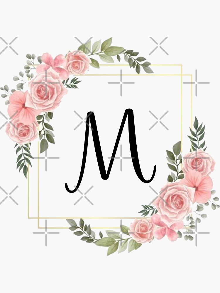 Blue floral monogram letter M Sticker for Sale by sereindesign