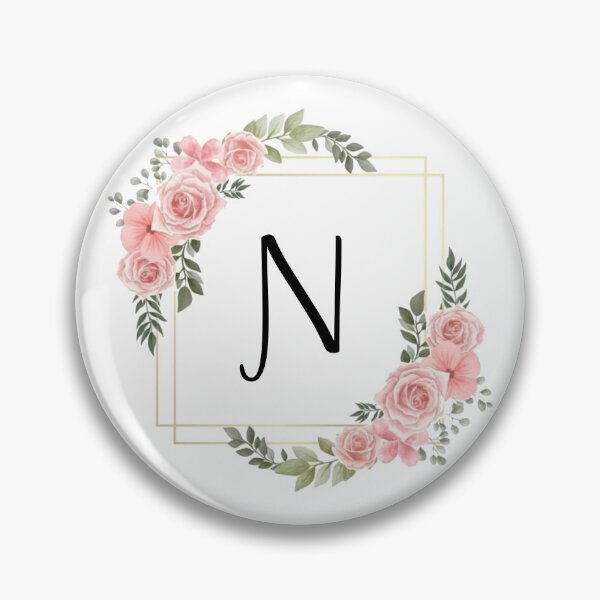 Item preview, Monogram Letter N | Pink Floral Design with Gold Edges designed and sold by JustSeasons.