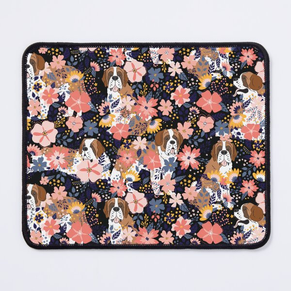 Item preview, Saint Bernard St. Bernard Dog Garden - Black Background designed and sold by Lulupainting.