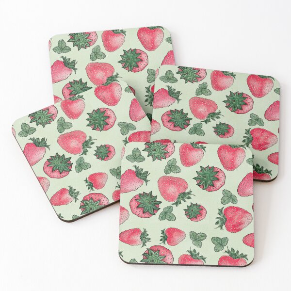 Item preview, Vintage Strawberry Fields Love Fruit Pattern (Green, Pink) designed and sold by ‧͙⁺˚*･༓☾ Moon Saikia ☽༓･*˚⁺‧͙.