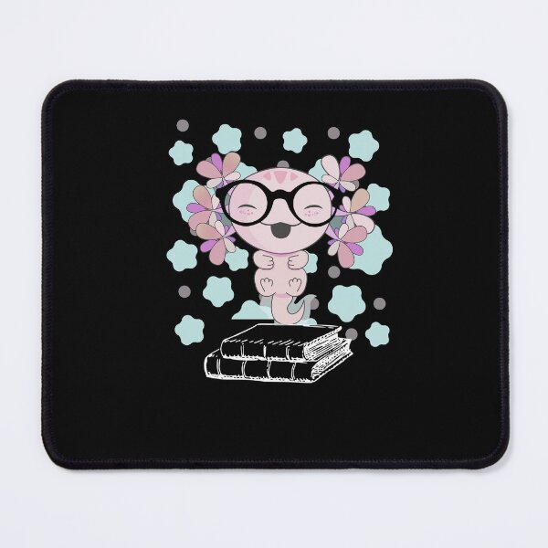 Item preview, Lovely Axolotl Cute Pink Nerd with Two Books and Glasses, Axlolt, Amphibian sitting on Books designed and sold by DiensDesign.