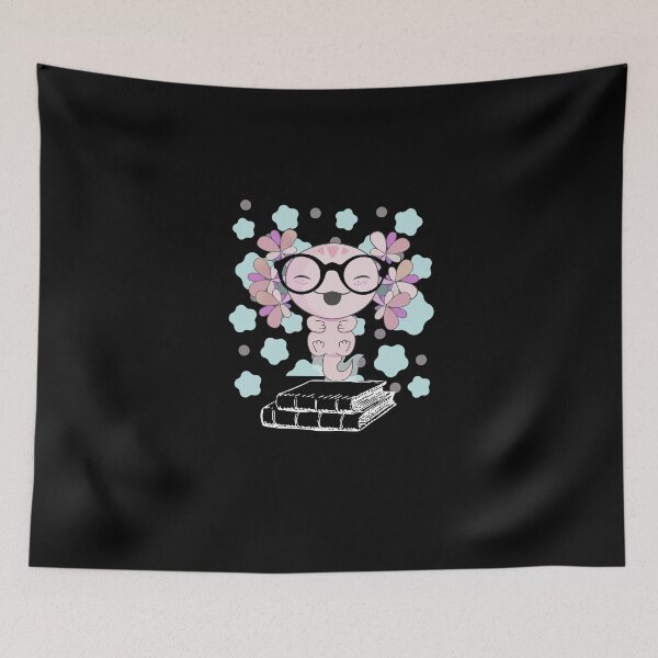 Item preview, Lovely Axolotl Cute Pink Nerd with Two Books and Glasses, Axlolt, Amphibian sitting on Books designed and sold by DiensDesign.