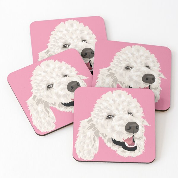 Item preview, white poodle vector illustration on pink designed and sold by PutnamRoad.