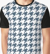 Dusky Blue Houndstooth Pattern Graphic T-Shirt