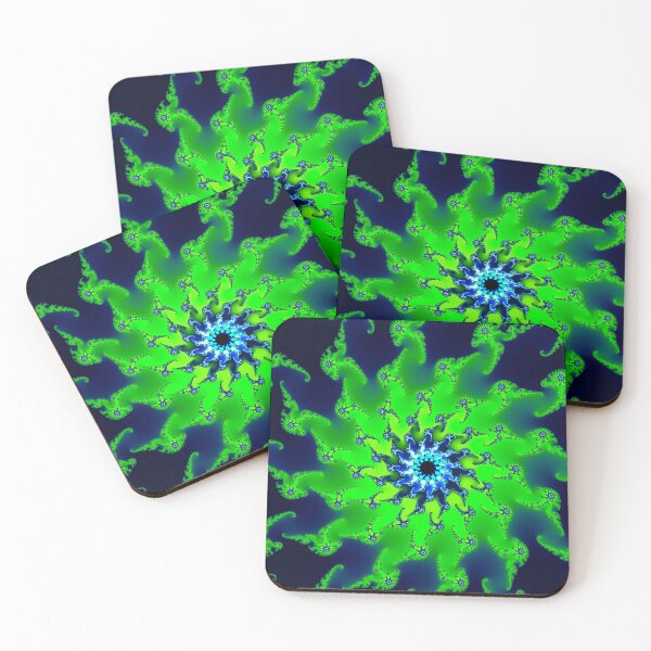 Item preview, Abstract fractal art fresh bright green and dark blue designed and sold by mhfoto.