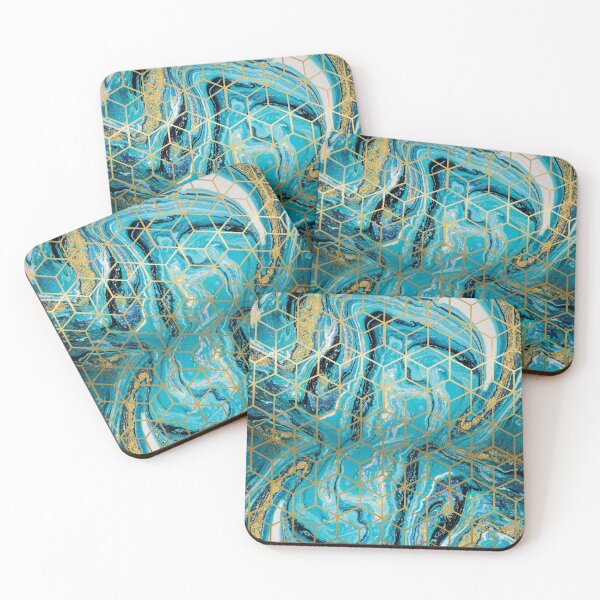 Item preview, MARBLE GOLD BLUE CUBE designed and sold by lukas69graphic.