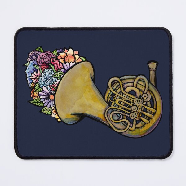 Artikelvorschau, French Horn Lover Floral Band Art entworfen und verkauft von FrictionMaxxing.