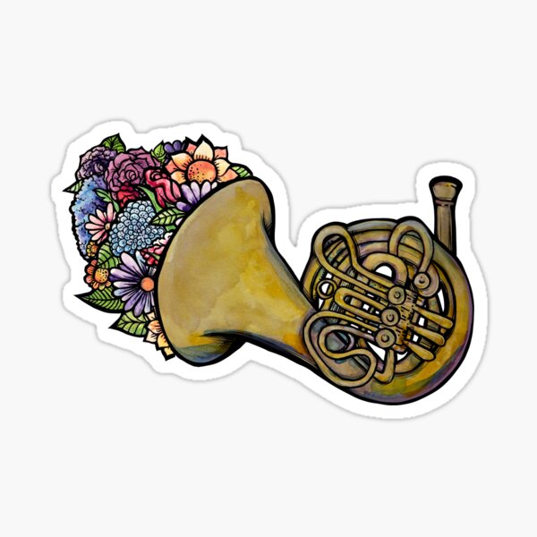 Artikel-Vorschau von French Horn Lover Floral Band Art, designt und verkauft von Boog Monst .