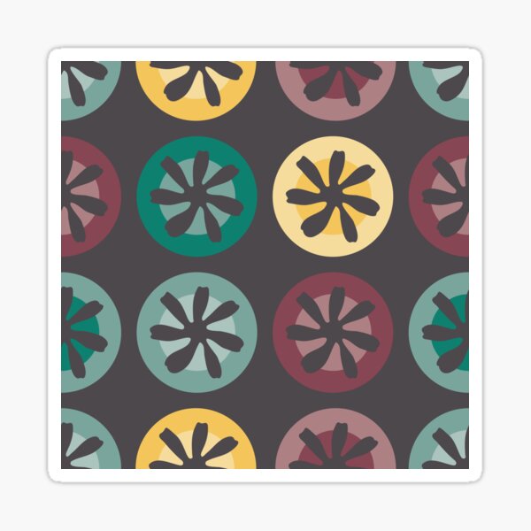 Lush Floral Grid in Boho Colors Sticker