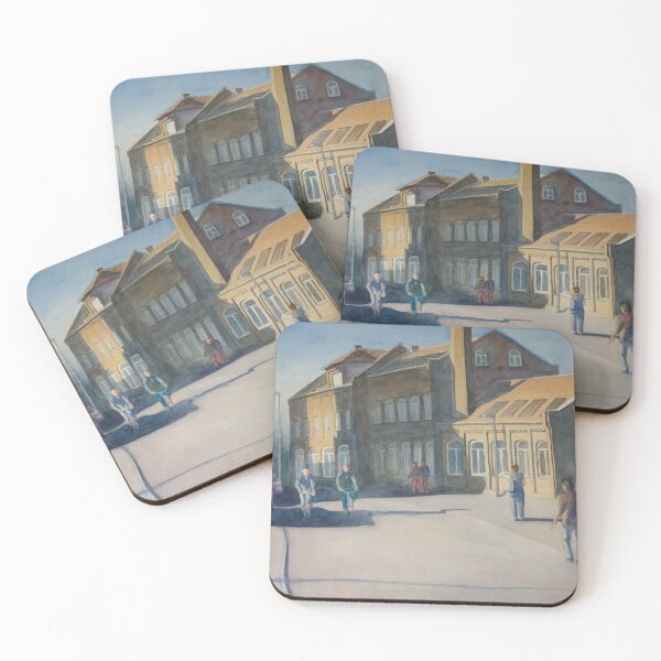Item preview, Biking Home from work - early spring sunset. Watercolour cityscape -  designed and sold by Einar Aasen.