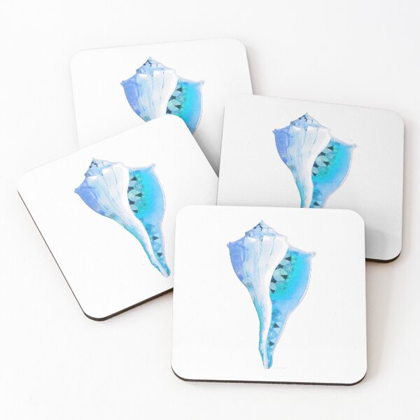 Item preview, Delicate Blue Seashell Lightning Whelk Art designed and sold by Sharon Cummings Art.