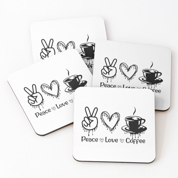 Item preview, peace love and coffee funny for coffee lovers designed and sold by Fislux.