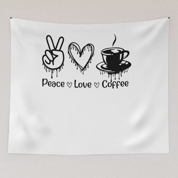 Item preview, peace love and coffee funny for coffee lovers designed and sold by Fislux.