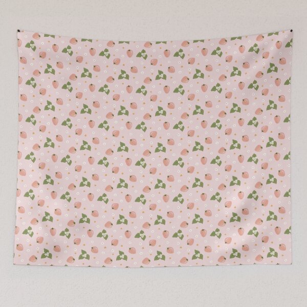 Item preview, Blush pink strawberry and flowers pattern designed and sold by RoseMaryWP.