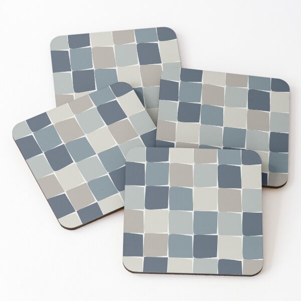 Item preview, Flux Midcentury Modern Check Grid Pattern in Neutral Blue Grey Tones designed and sold by kierkegaard.