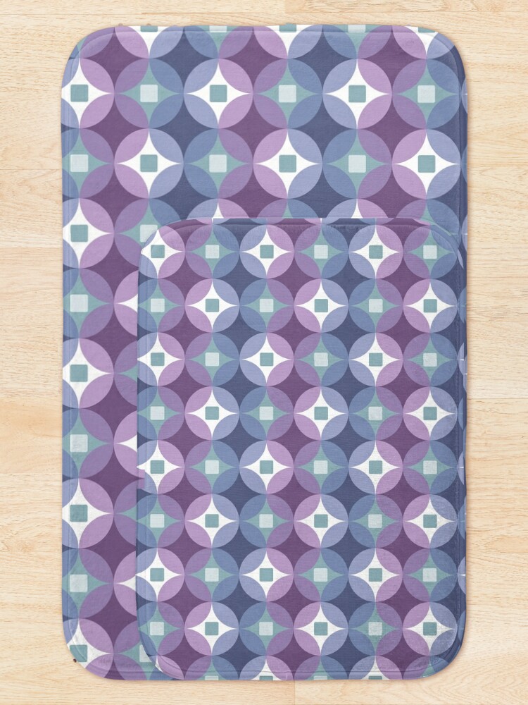 Alternate view of Pretty Purple Abstract Geometric Pattern Bath Mat