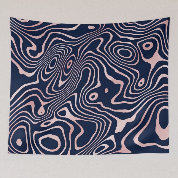 Item preview, Rose Gold liquid swirl Abstract Blue Design designed and sold by InovArtS.