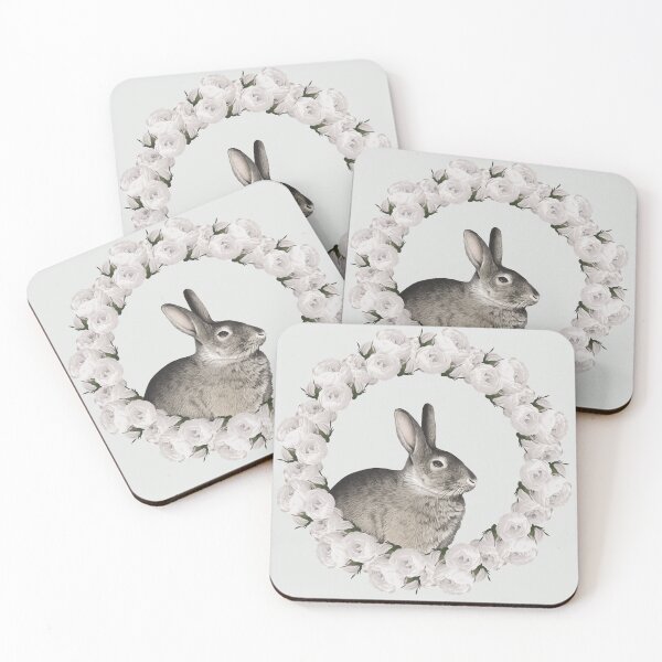 Item preview, White Rose Wreath Rabbit V1 Green designed and sold by PressedOak.