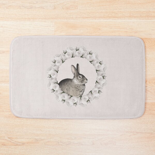 Item preview, White Rose Wreath Rabbit V1 Pink designed and sold by PressedOak.