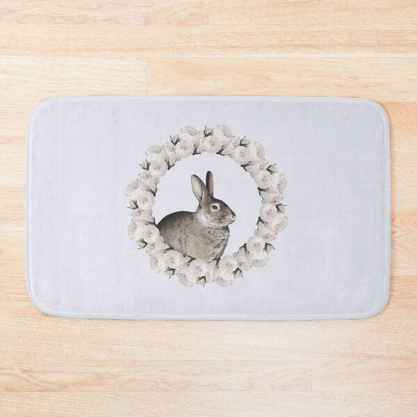 Item preview, White Rose Wreath Rabbit V1 Blue designed and sold by PressedOak.