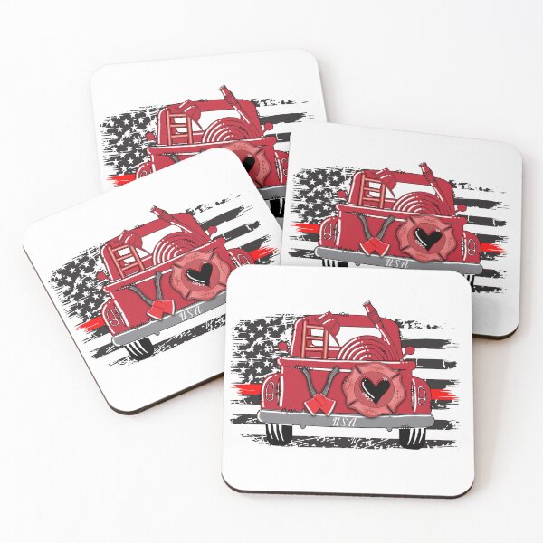 Item preview, FIRE FIGHTER TRUCK AMERICAN FLAG designed and sold by OverbeeDesigns.