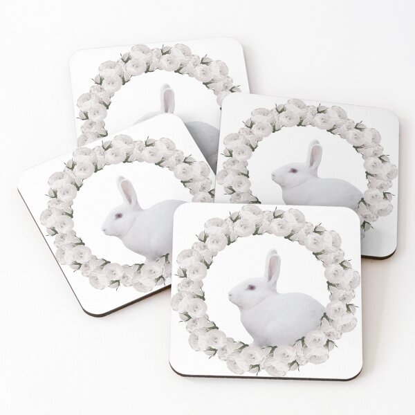 Item preview, White Rose Wreath Rabbit V2 designed and sold by PressedOak.