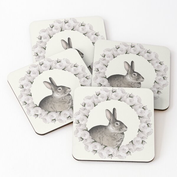 Item preview, White Rose Wreath Rabbit V1 Yellow designed and sold by PressedOak.