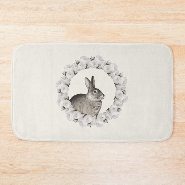 Item preview, White Rose Wreath Rabbit V1 Yellow designed and sold by PressedOak.