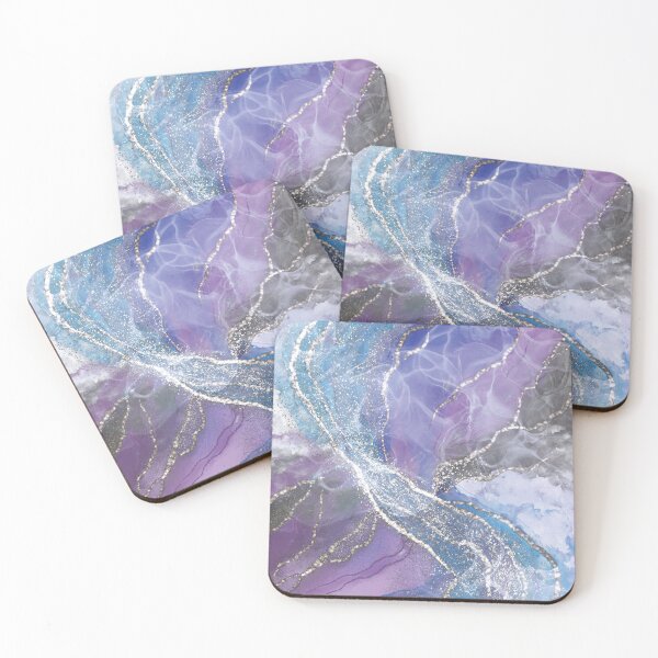 Item preview, Abstract glittery rivers in blue, mauve, silver  designed and sold by Richa Maurya.