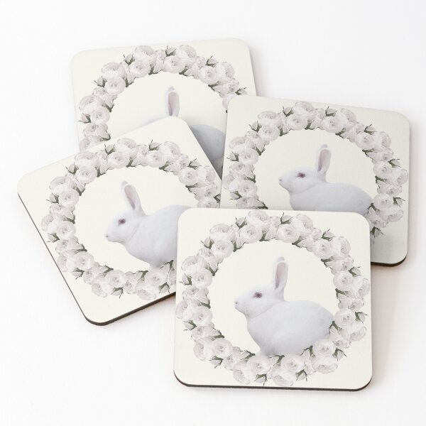 Item preview, White Rose Wreath Rabbit V2 Yellow designed and sold by PressedOak.