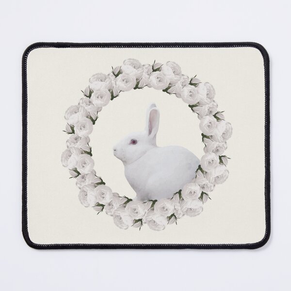 Item preview, White Rose Wreath Rabbit V2 Yellow designed and sold by PressedOak.