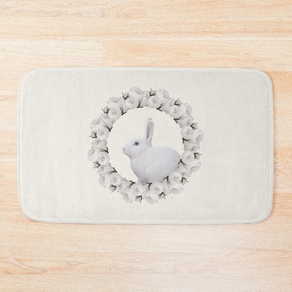 Item preview, White Rose Wreath Rabbit V2 Yellow designed and sold by PressedOak.