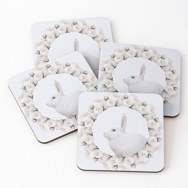 Item preview, White Rose Wreath Rabbit V2 Blue designed and sold by PressedOak.