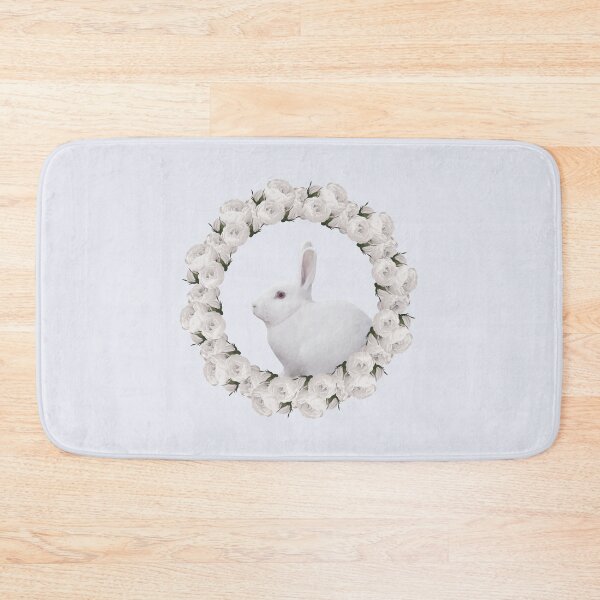 Item preview, White Rose Wreath Rabbit V2 Blue designed and sold by PressedOak.