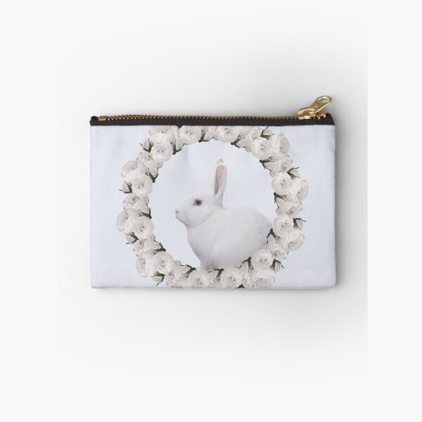 Item preview, White Rose Wreath Rabbit V2 Blue designed and sold by PressedOak.