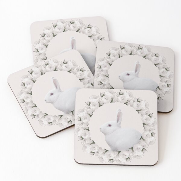 Item preview, White Rose Wreath Rabbit V2 Pink designed and sold by PressedOak.