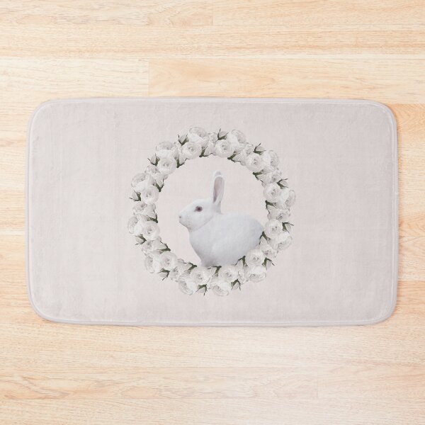 Item preview, White Rose Wreath Rabbit V2 Pink designed and sold by PressedOak.